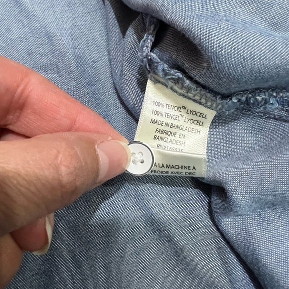 Lola River Sustainable Tencel Eco Soft Button Up Shirt Collared White Button - Picture 7 of 8